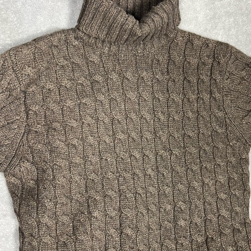 L.L. Bean Sweater Womens Small Vintage Cable Knit Lambs Wool Angora Turtleneck - Picture 4 of 7
